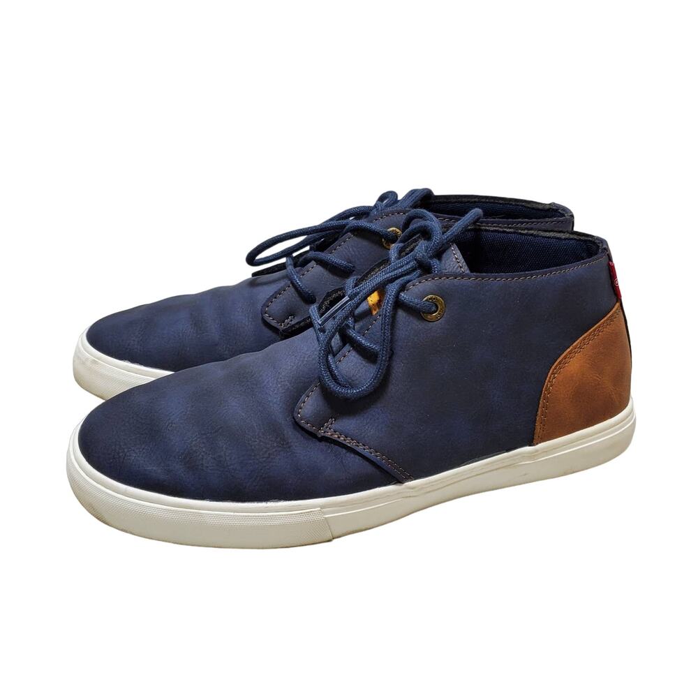 Levis Comfort Sneakers Shoes Mens 8.5 Synthetic Upper Lace Up Blue Brown Casual